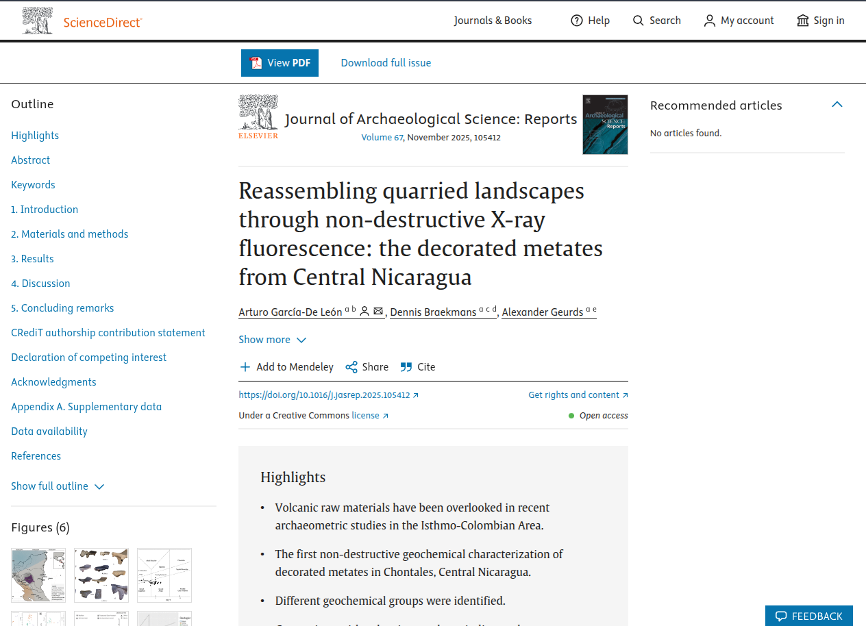 Reassembling quarried landscapes through non-destructive X-ray fluorescence: the decorated metates from Central Nicaragua